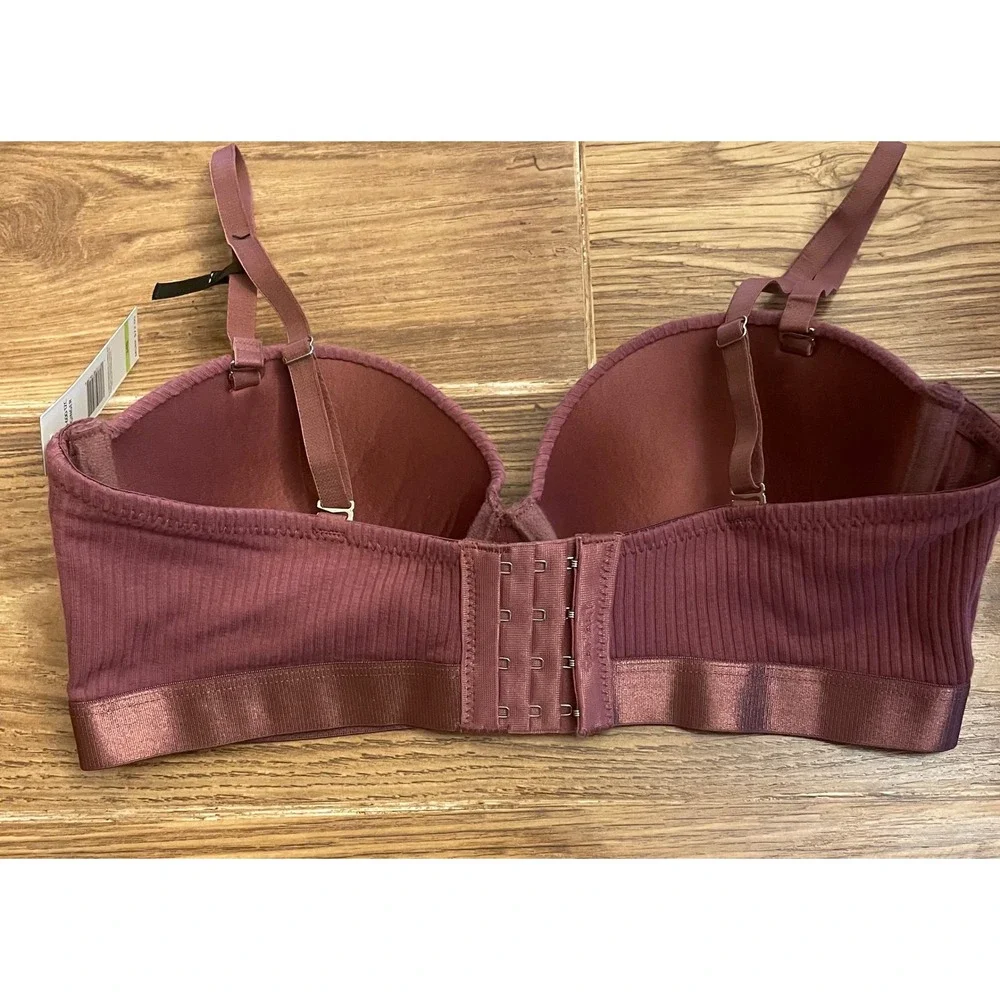Tahari Women Ribbed Push Up Underwire Bra Plum Mauve 34B NWT